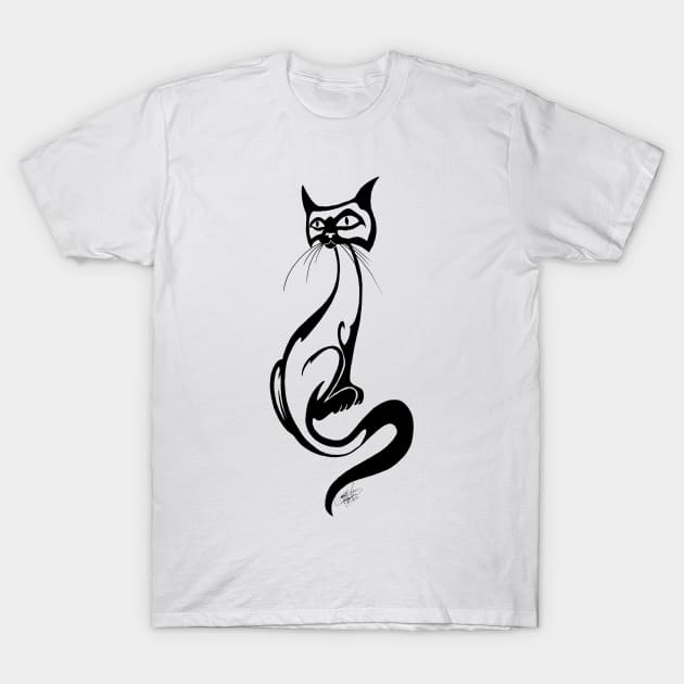 Tribal Siamese Cat T-Shirt by tigressdragon